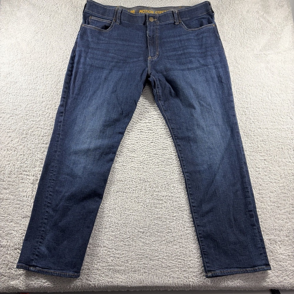 Lee Motion Stretch Jeans Mens 42x30 (Fits 40x29) Blue Faded Whiskering Comfort